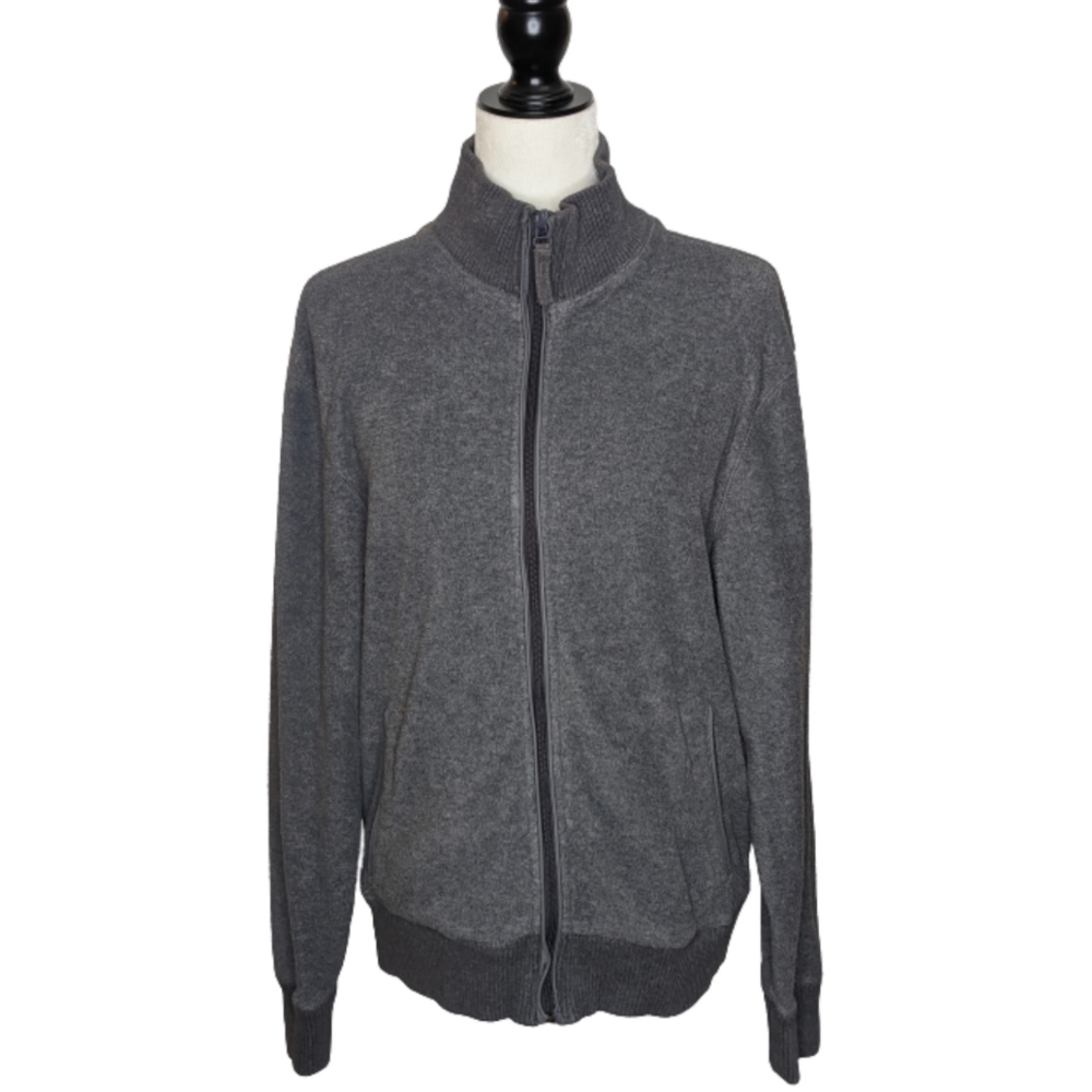 Mens Old Navy Full Zip Gray Fleece Jacket Size Medium